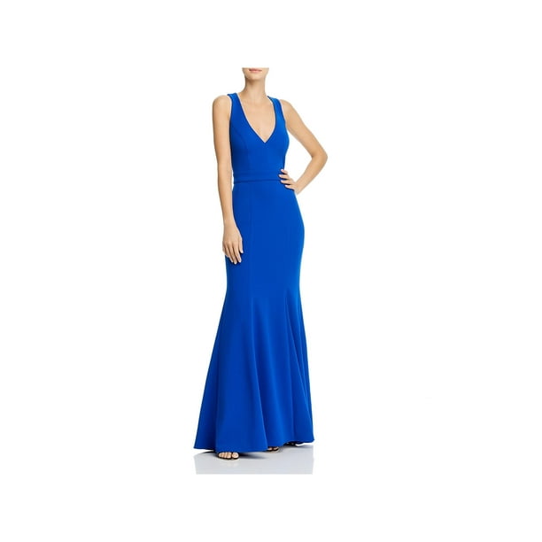 Aqua Women's Flowy Grecian Full Length Sleeveless Plunging V-Neck Gown